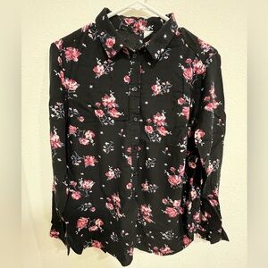 H&M Floral Long Sleeved Button Up Shirt